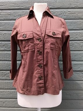 Millenium Women’s Casual Button-Front Utility Shirt in Brown